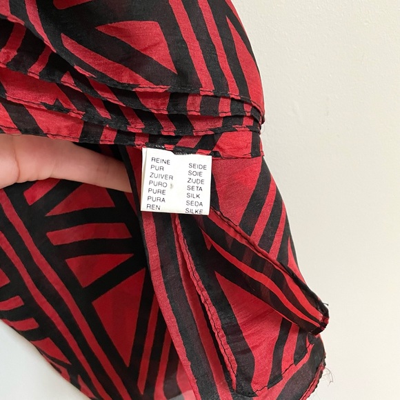 SILK Black Red Scarf - Picture 2 of 7